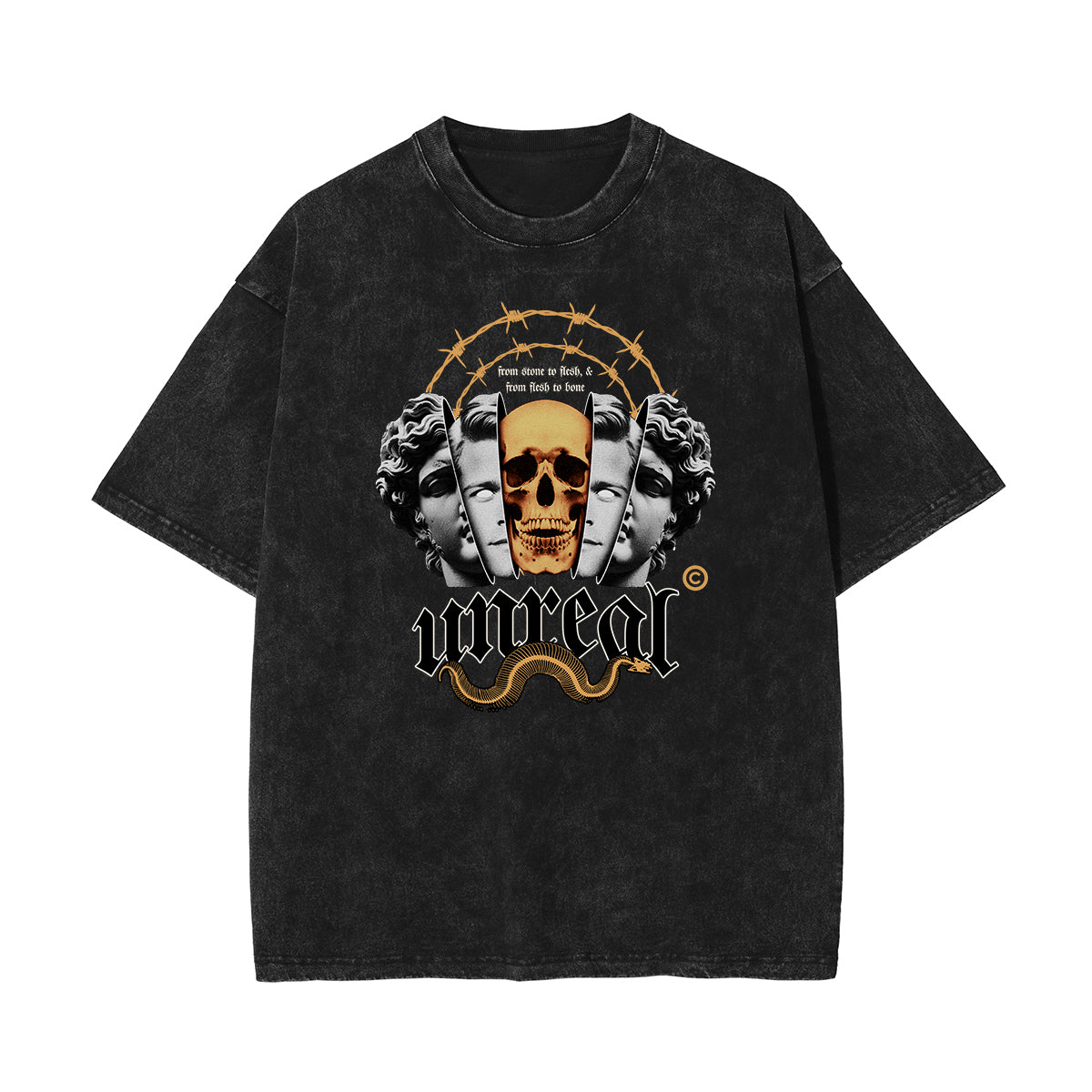 Stone Wash Abstract Graphic Art T-Shirt