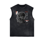 Distressed Sleeveless Abstract Graphic Tee