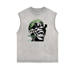 Frayed Edge Abstract Graphic Tank Top