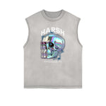 Frayed Edge Abstract Graphic Tank Top