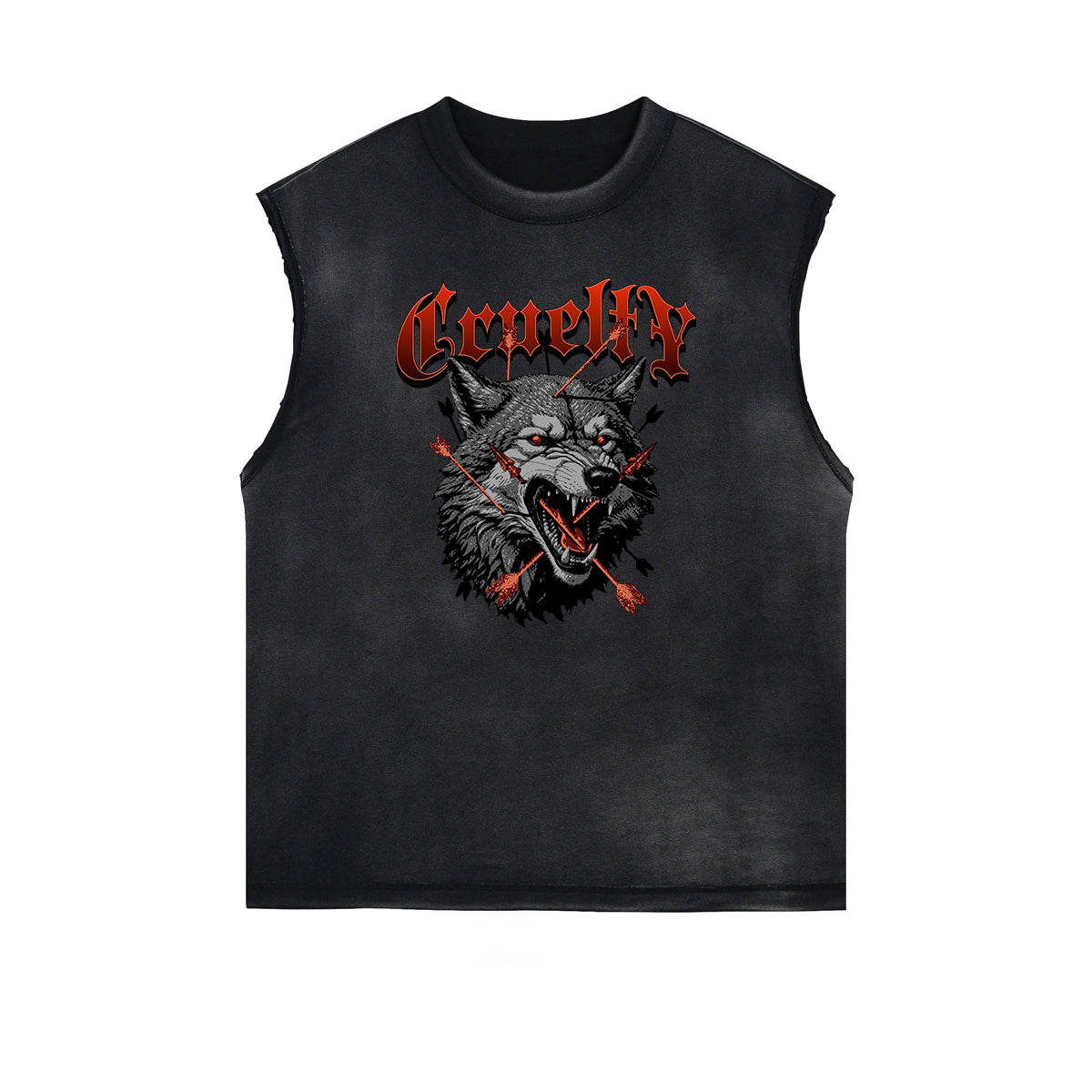 Distressed Sleeveless Abstract Graphic Tee