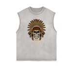 Frayed Edge Abstract Graphic Tank Top