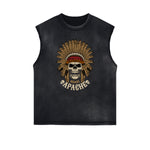 Distressed Sleeveless Abstract Graphic Tee