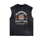 Distressed Sleeveless Guardian Pattern Tee