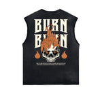 Distressed Sleeveless Guardian Pattern Tee