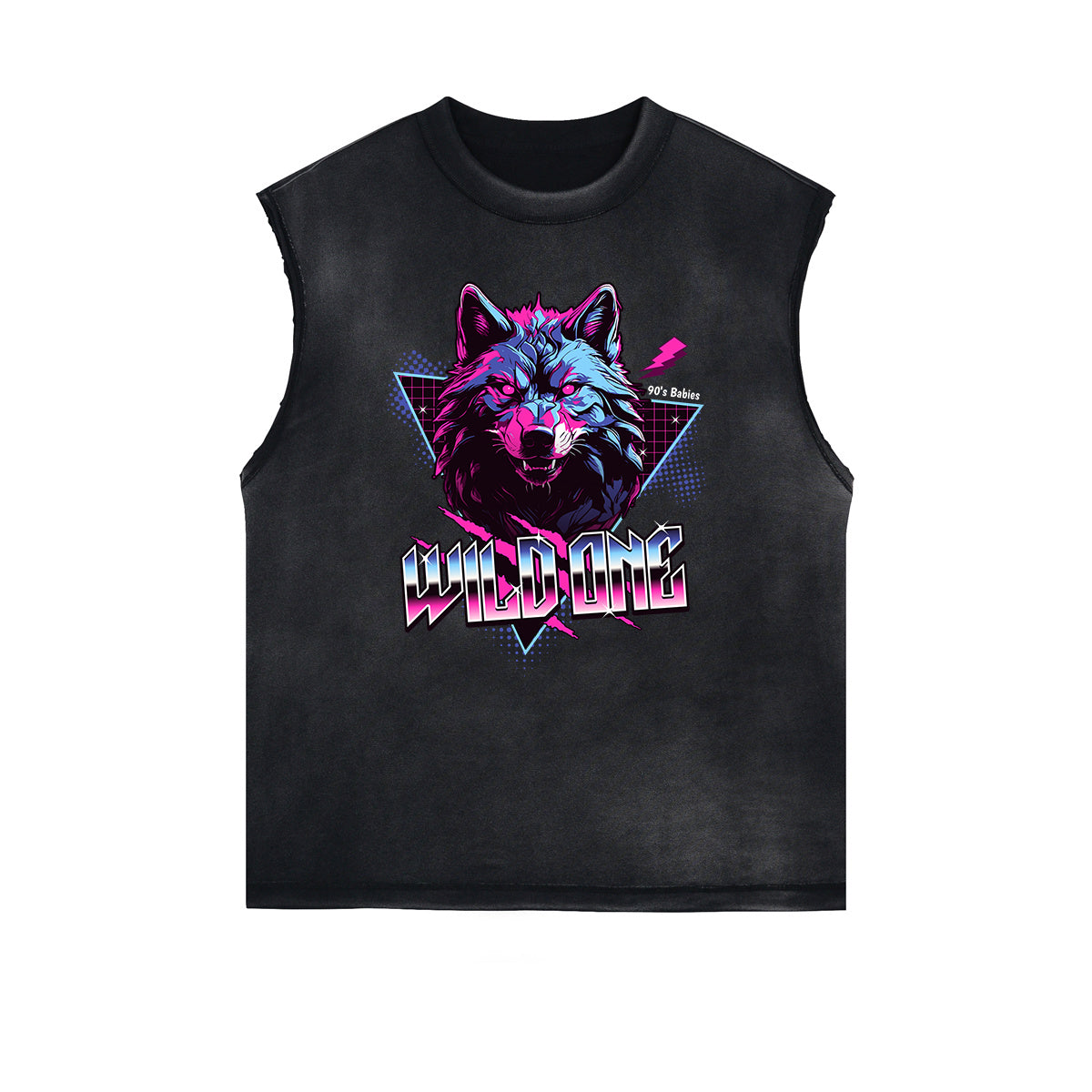 Distressed Sleeveless Guardian Pattern Tee