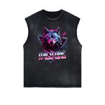 Distressed Sleeveless Guardian Pattern Tee