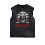 Distressed Sleeveless Guardian Pattern Tee