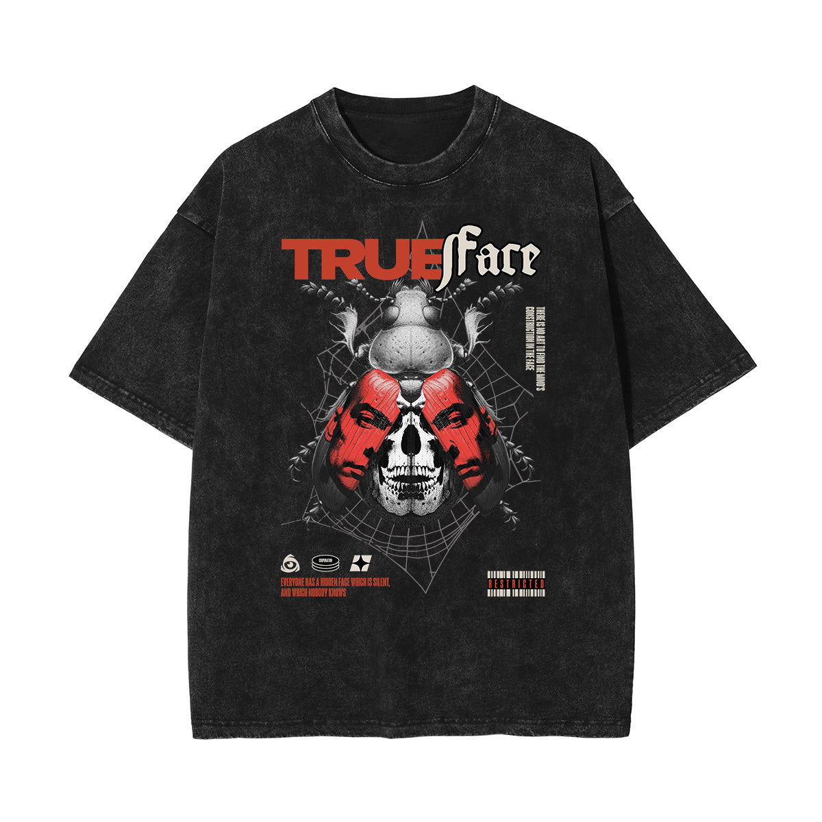 Stone Wash Mask Pattern T Shirt