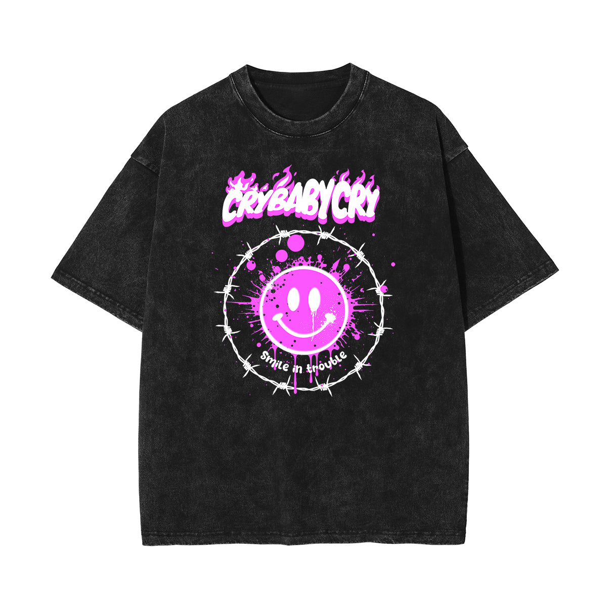 Stone Wash Mask Pattern T Shirt