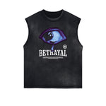 Distressed Sleeveless Mask Pattern Tee