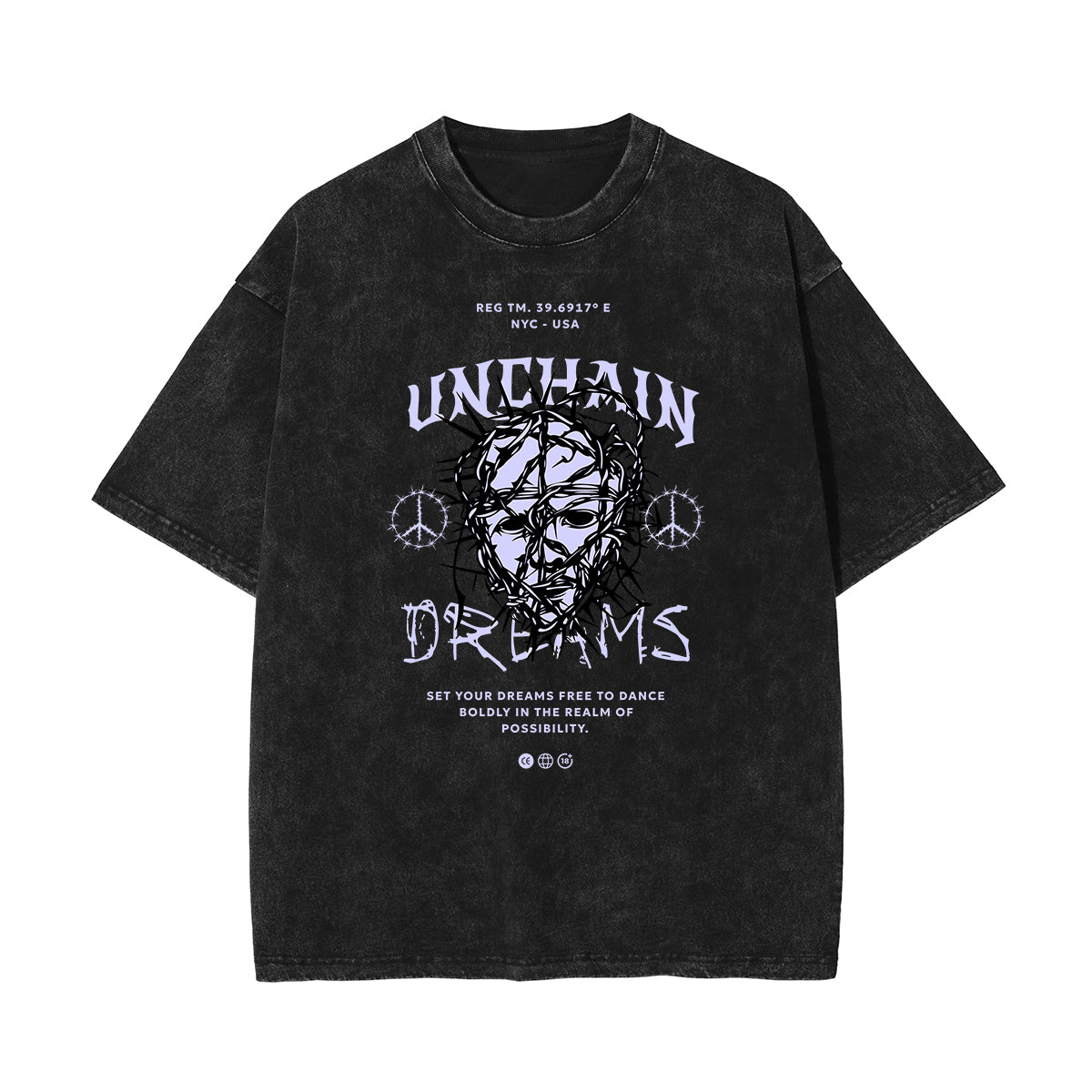 Stone Wash Mask Pattern T Shirt