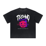 Thick Faded Mask Graphic T Shirt