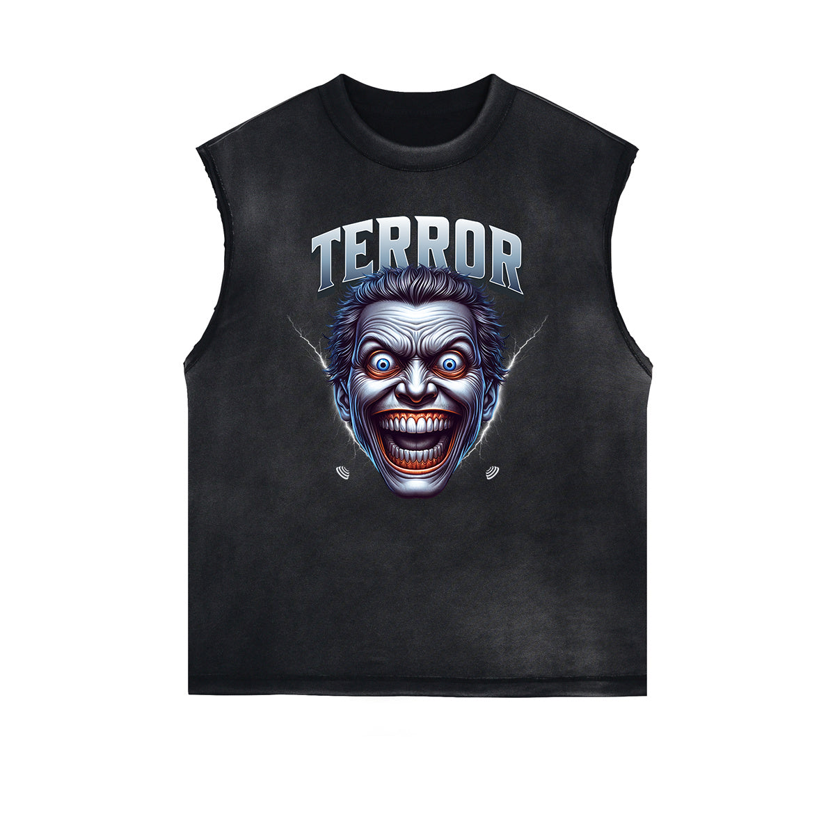 Distressed Sleeveless Mask Pattern Tee