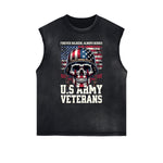 Frayed Edge American Skull Graphic Tank Top