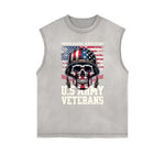 Distressed Sleeveless American Skull Pattern Tee