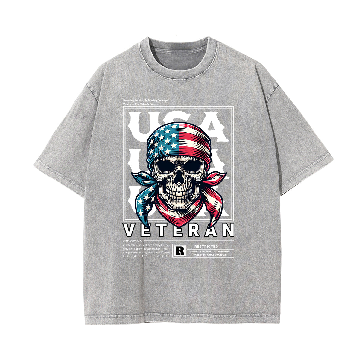 Washed American Skull Graphic Cotton Tee