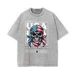 Washed American Skull Graphic Cotton Tee