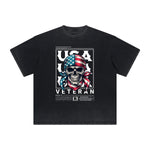 Vintage Frayed American Skull Pattern Tee