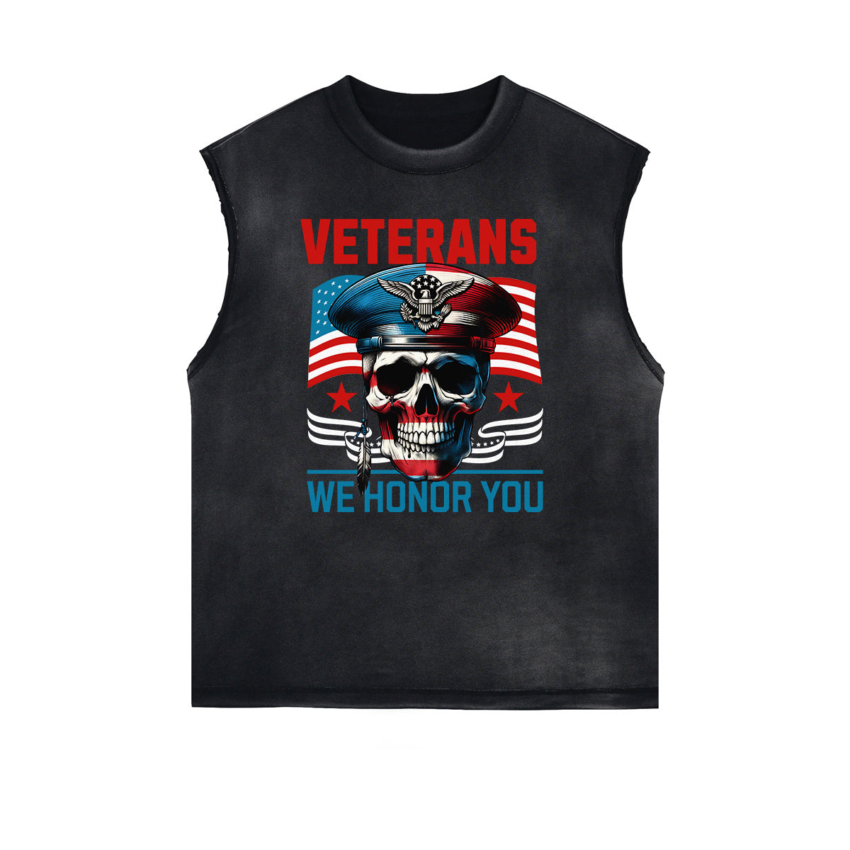 Frayed Edge American Skull Graphic Tank Top