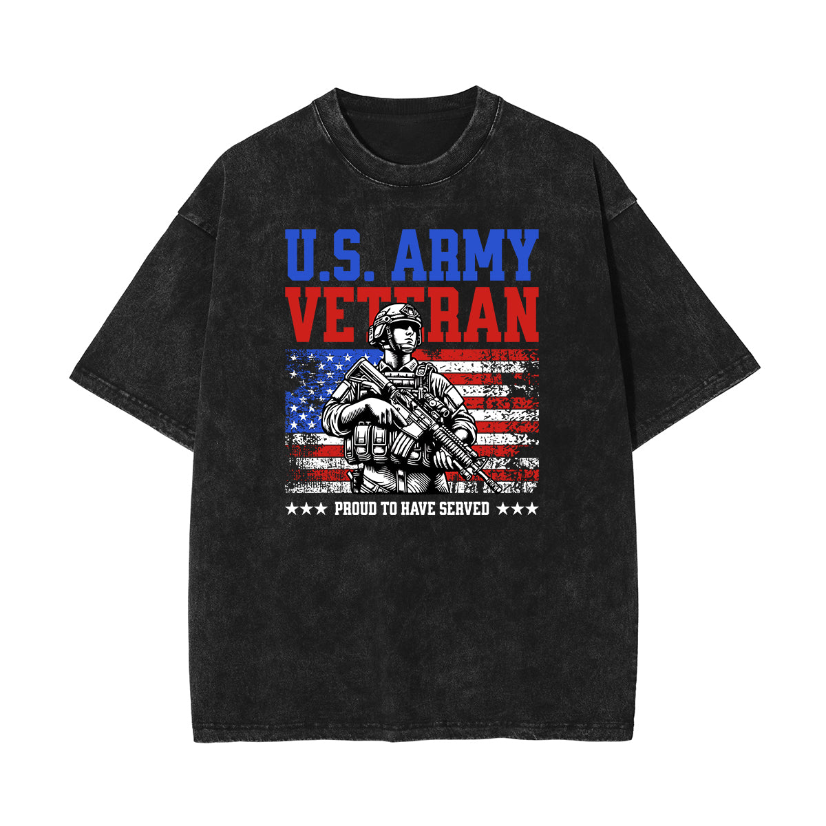 Stone Wash American Skull Pattern T Shirt