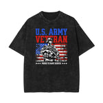 Stone Wash American Skull Pattern T Shirt