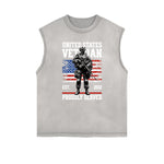 Distressed Sleeveless American Skull Pattern Tee