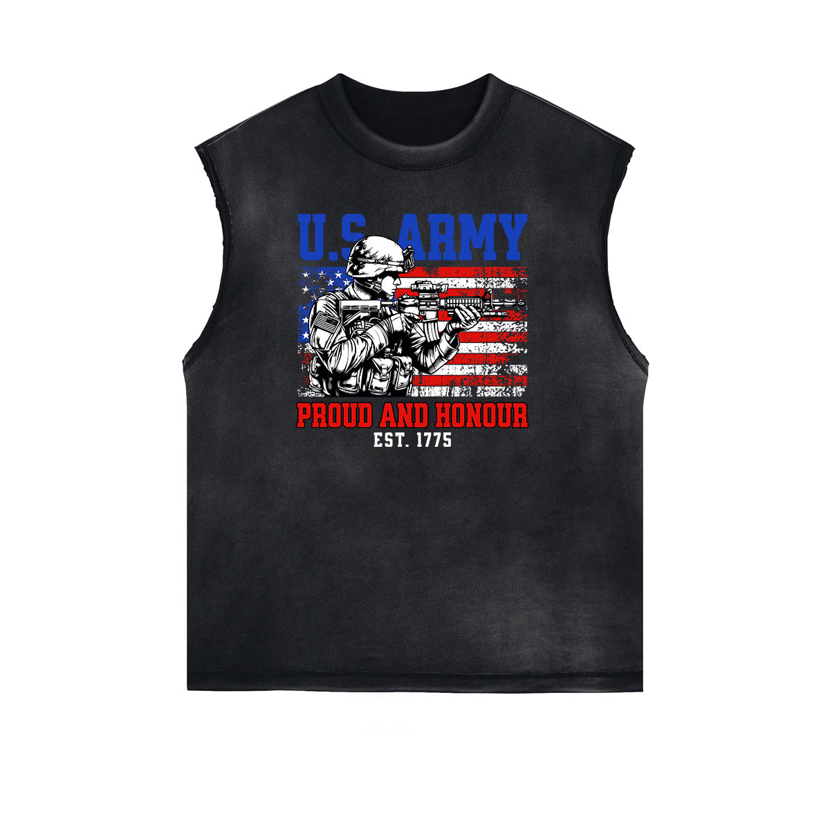 Frayed Edge American Skull Graphic Tank Top