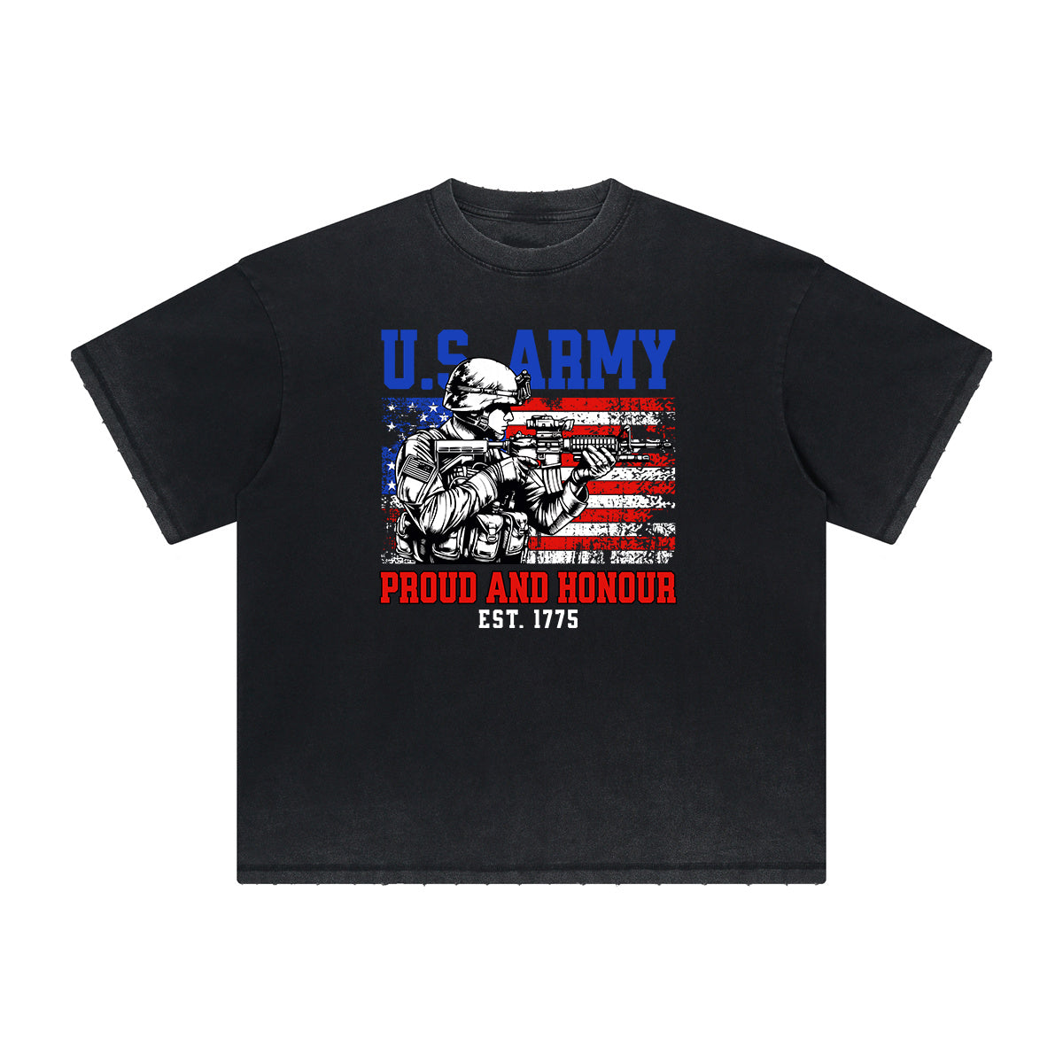 Vintage Frayed American Skull Pattern Tee