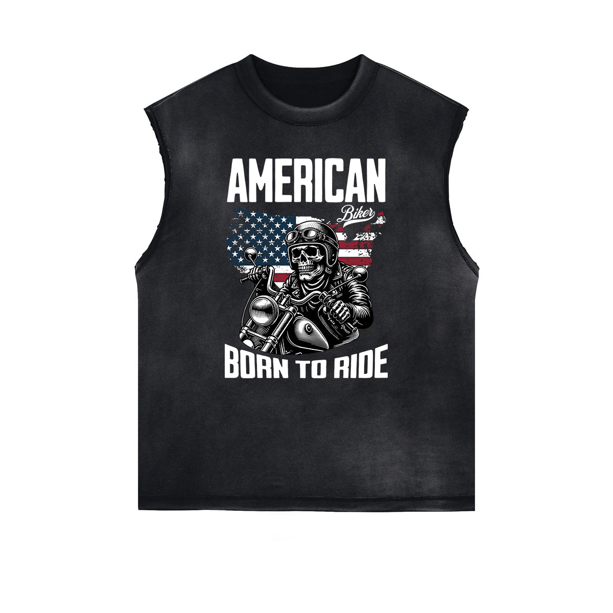 Frayed Edge American Skull Graphic Tank Top