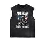 Frayed Edge American Skull Graphic Tank Top