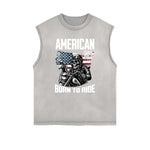 Distressed Sleeveless American Skull Pattern Tee