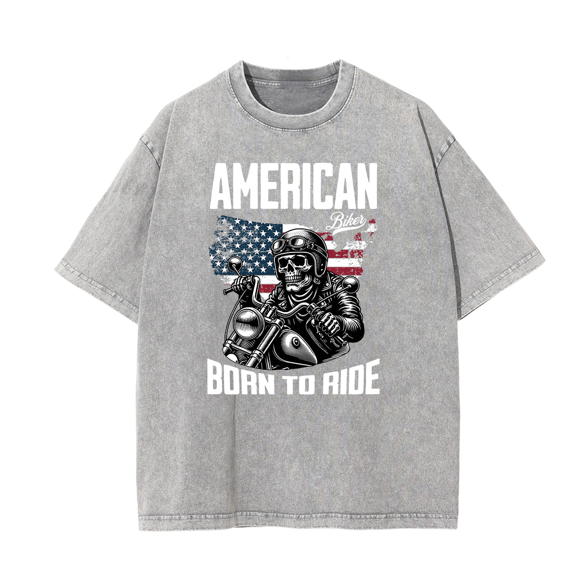 Washed American Skull Graphic Cotton Tee