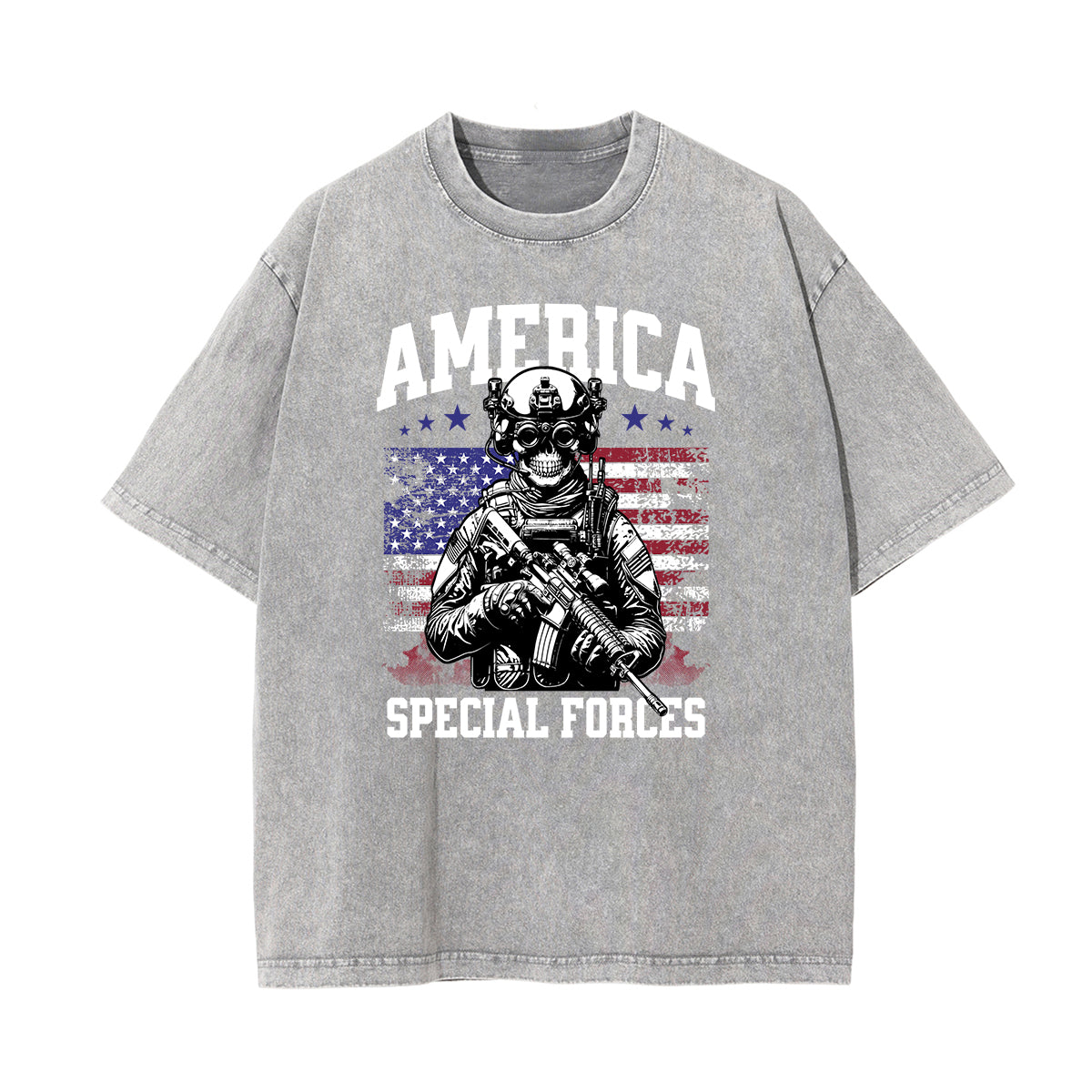 Washed American Skull Graphic Cotton Tee