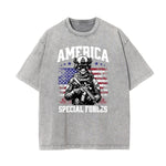 Washed American Skull Graphic Cotton Tee