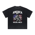 Vintage Frayed American Skull Pattern Tee