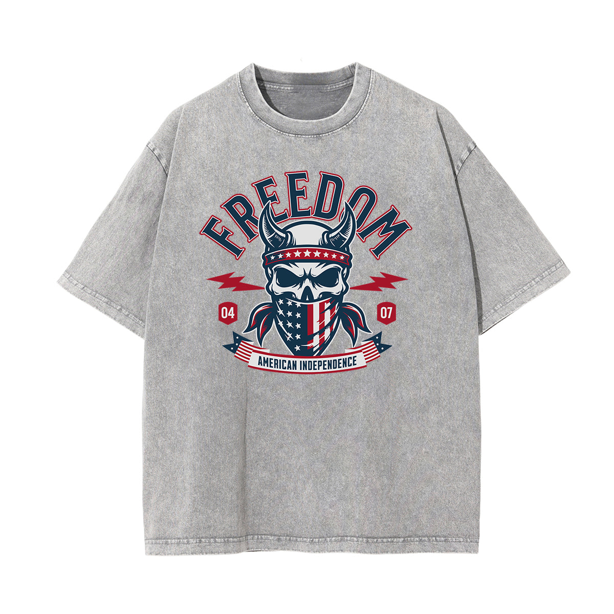 Washed American Skull Graphic Cotton Tee