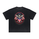 Vintage Frayed American Skull Pattern Tee