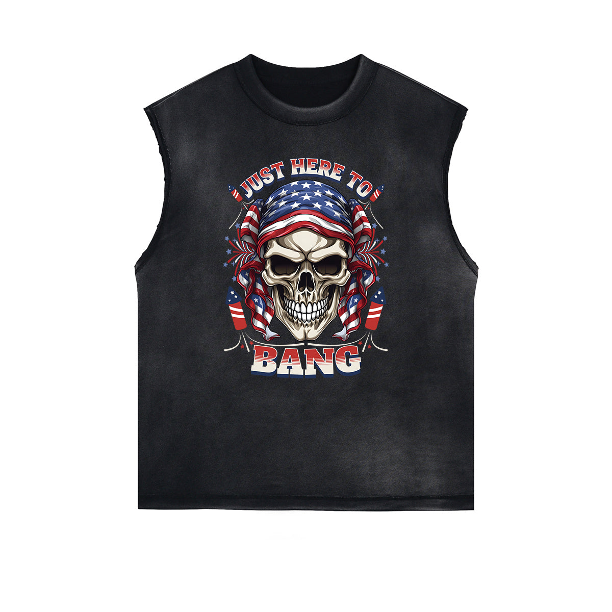 Frayed Edge American Skull Graphic Tank Top