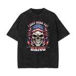 Stone Wash American Skull Pattern T Shirt