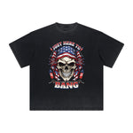Vintage Frayed American Skull Pattern Tee