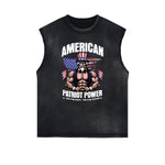 Frayed Edge American Skull Graphic Tank Top