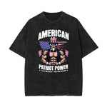 Stone Wash American Skull Pattern T Shirt