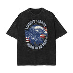 Stone Wash American Skull Pattern T Shirt