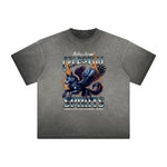 Heavy Fade Wolf Graphic T Shirt