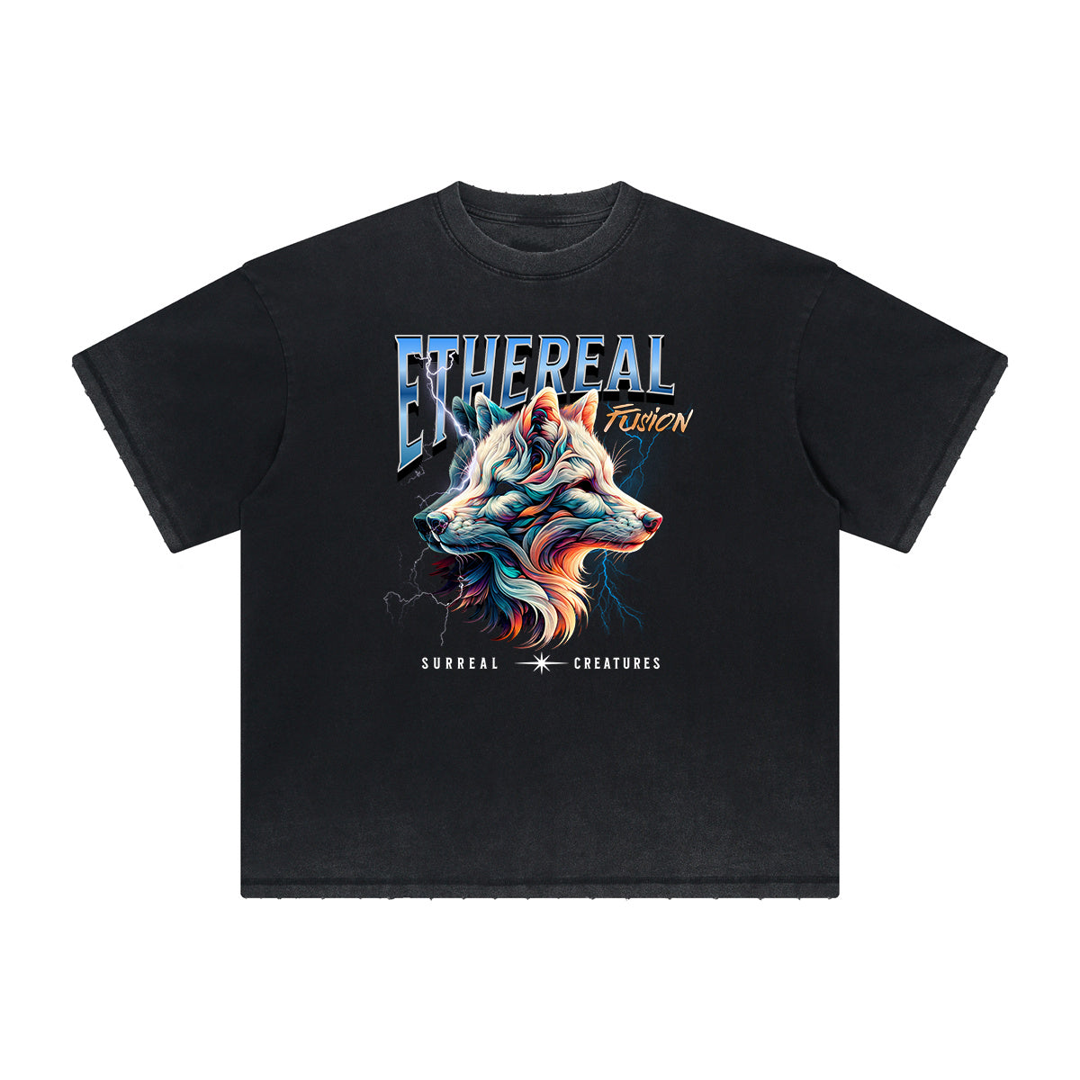 Vintage Frayed Wolf Pattern Tee