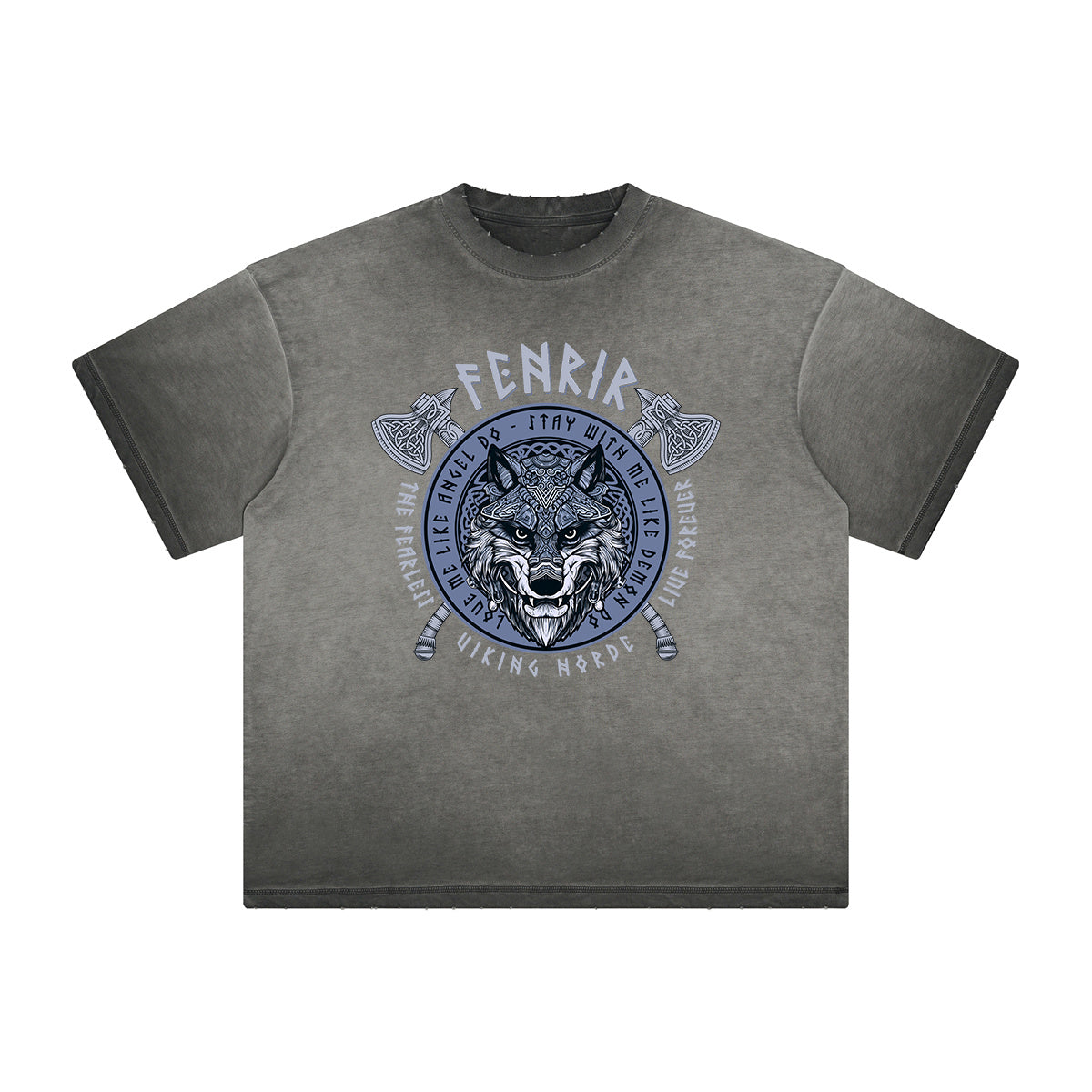 Heavy Fade Wolf Graphic T Shirt