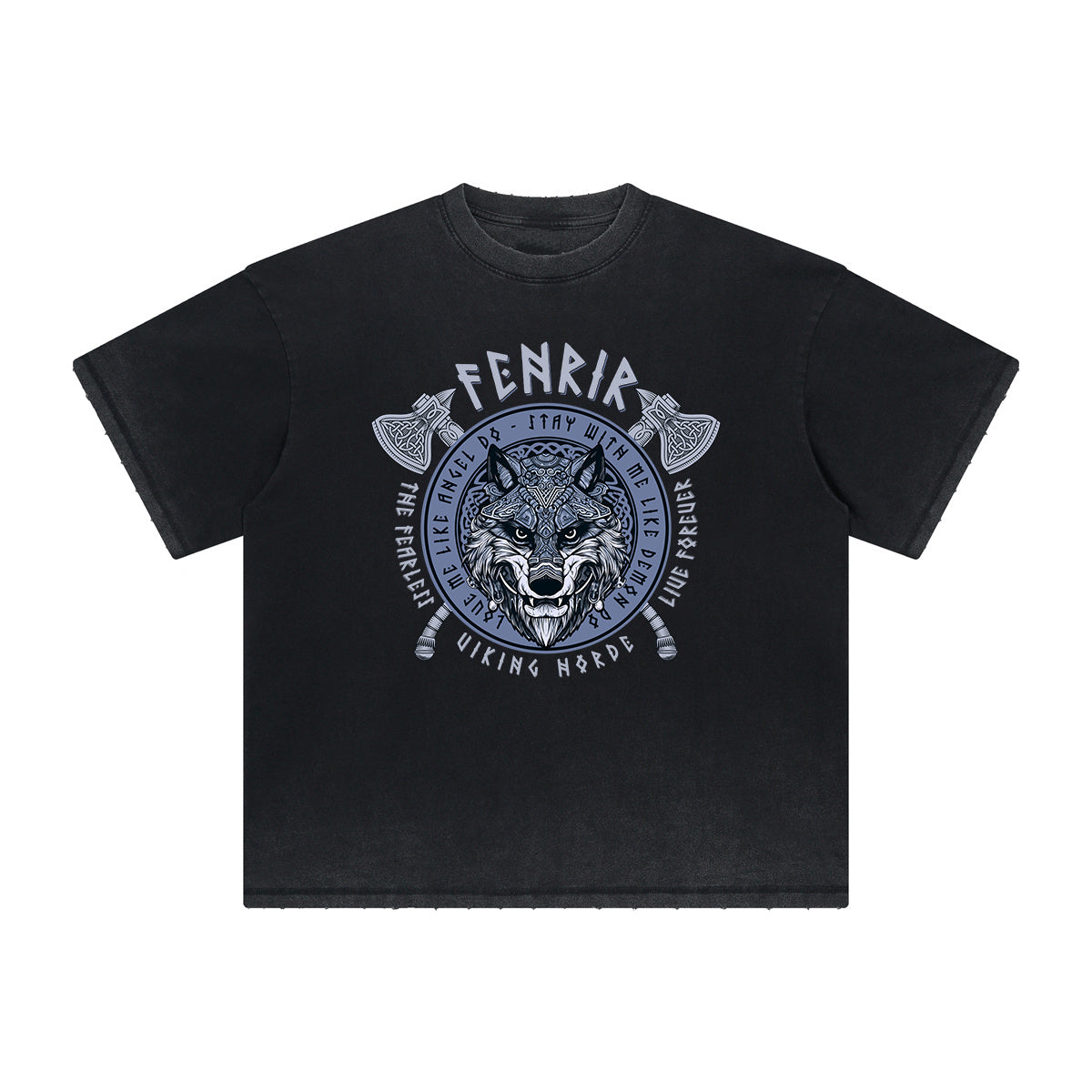 Vintage Frayed Wolf Pattern Tee