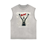 Frayed Edge Sports Graphic Print Tank Top
