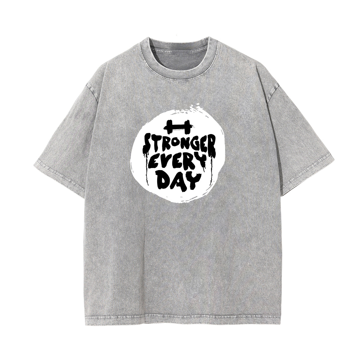 Stone-Washed Sports Graphic Print T-Shirt